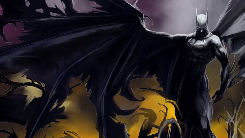 Batman with Bat Wings — Black, Dramatic, Night, Digital Art, Bat Suit
