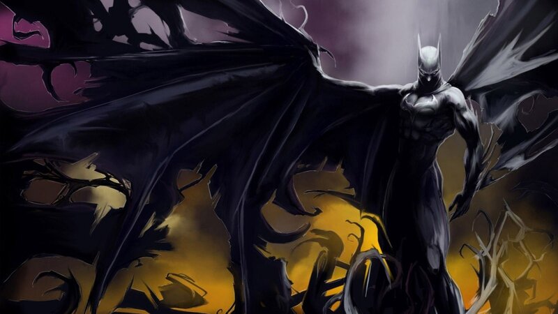 Batman with Bat Wings — Black, Dramatic, Night, Digital Art, Cape