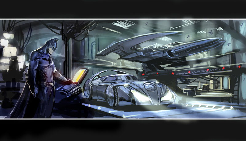 Batman with Batmobile — Blue