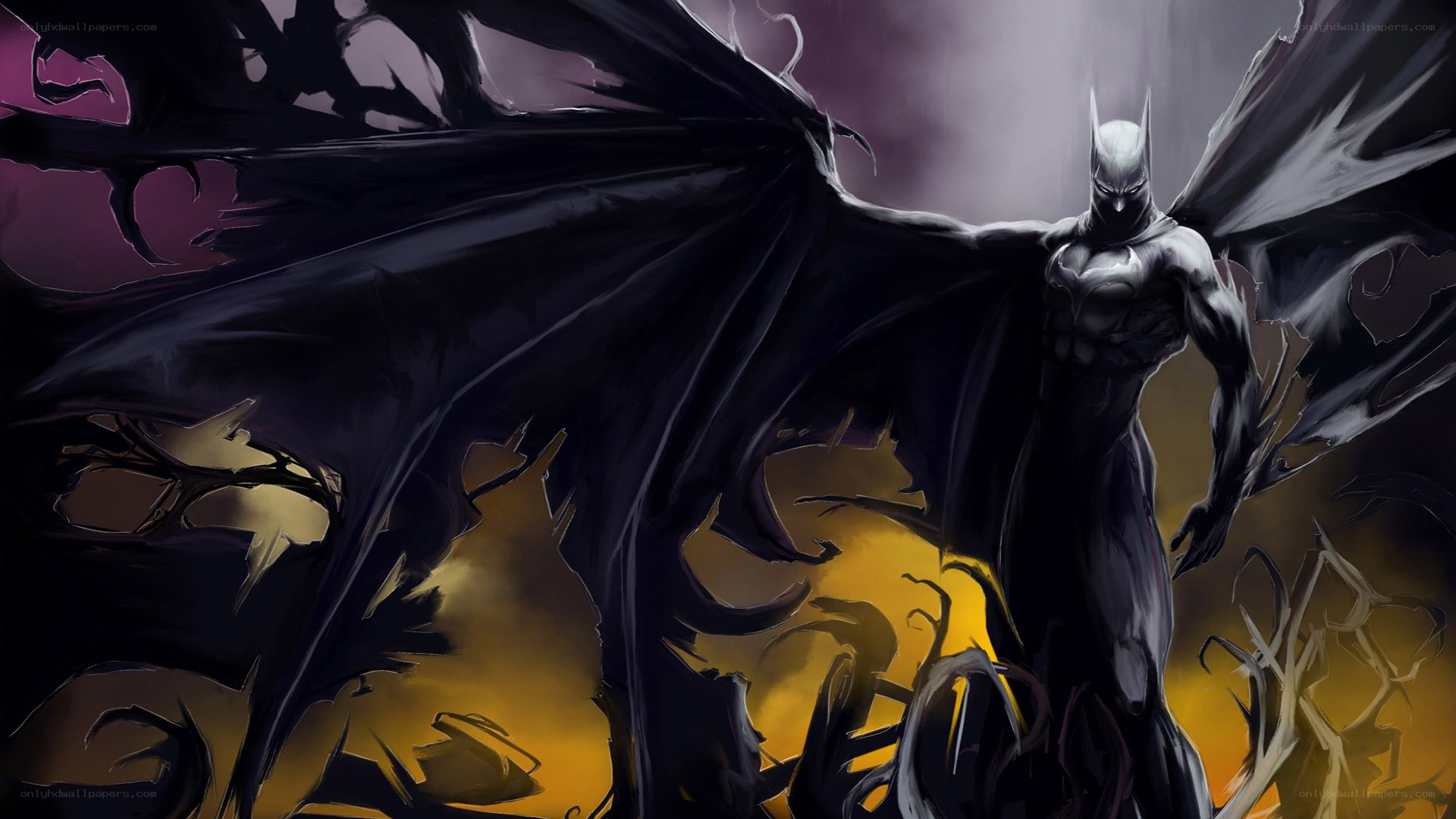 Batman with dark wings