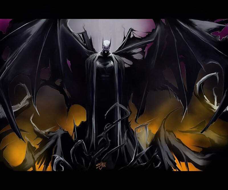 Batman with dark wings