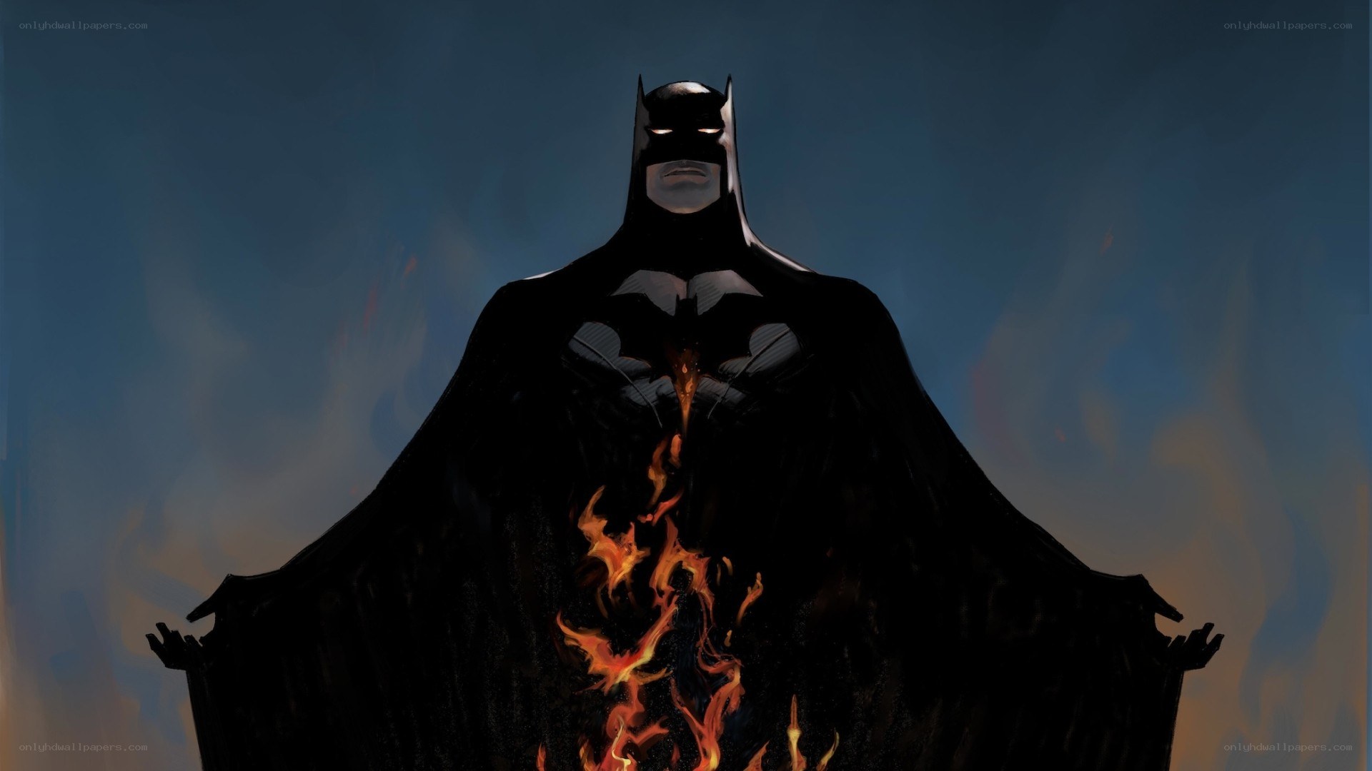 Batman with flames