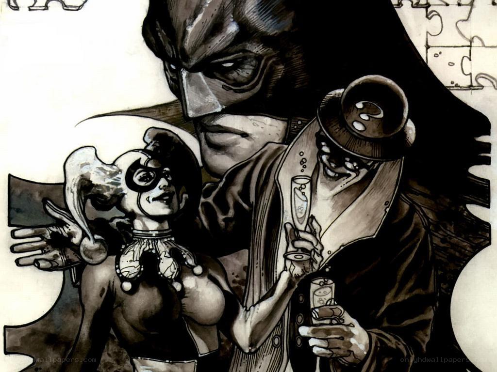 Batman with Harley Quinn and Riddler