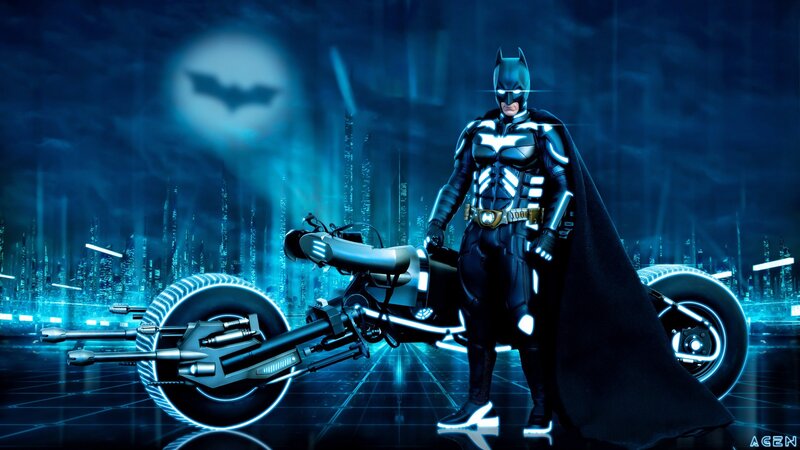 Batman with Motorcycle — Blue
