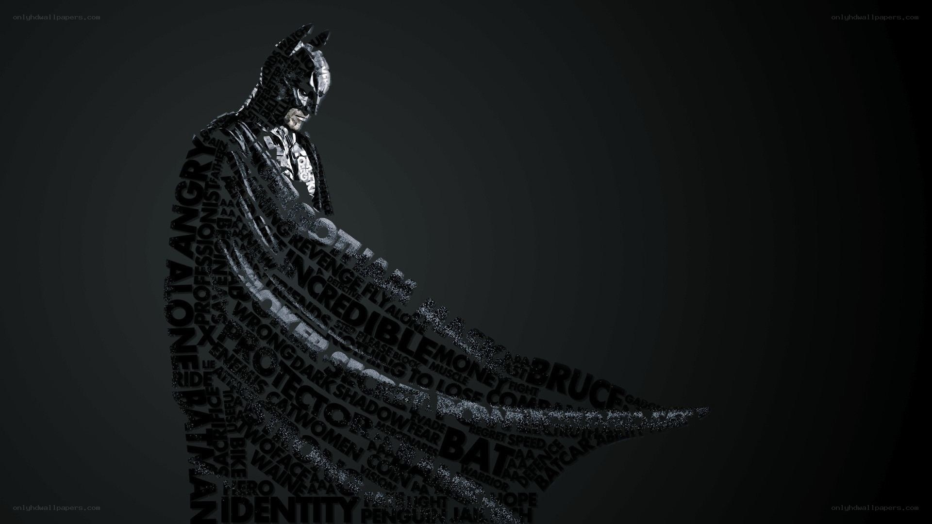 Batman word art silhouette