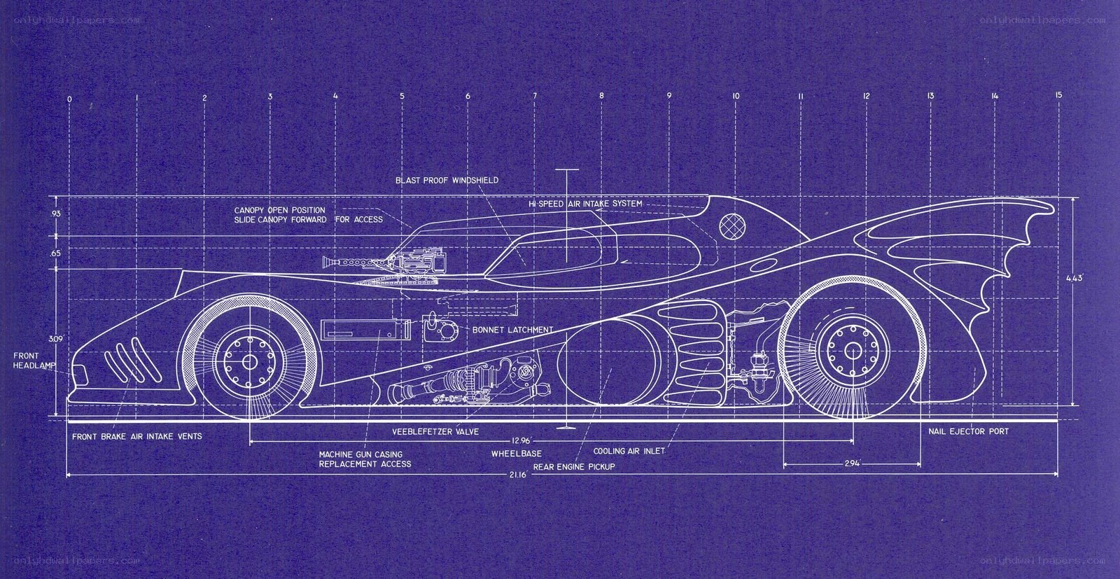 Batmobile blueprint design