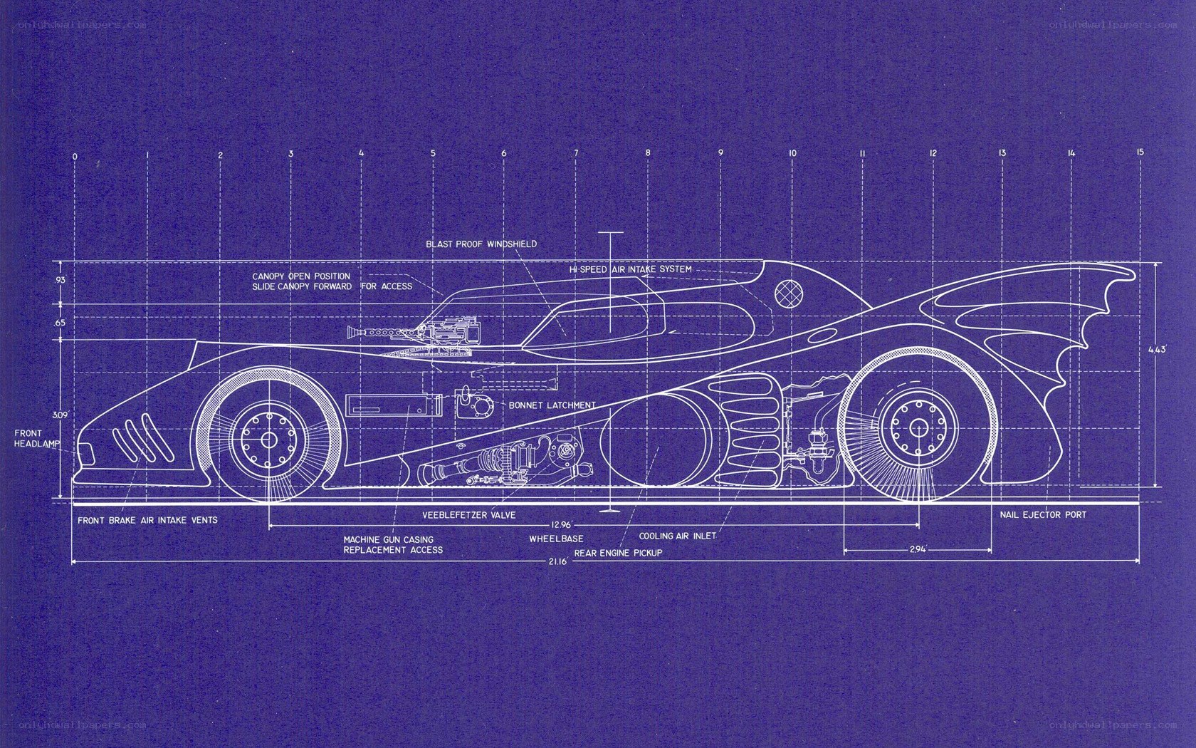 Batmobile blueprint design