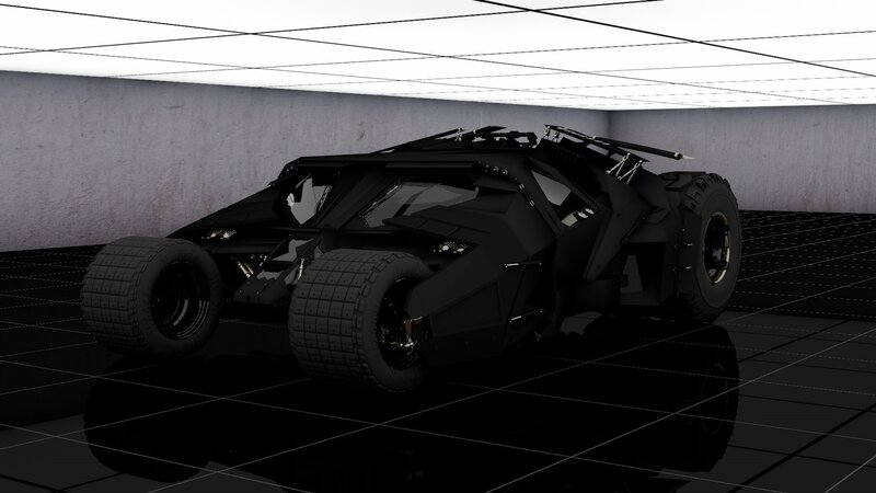 Batmobile in a garage