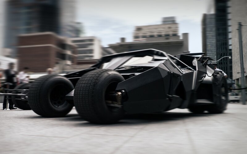 Batmobile in city scene
