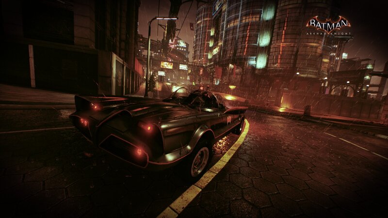 Batmobile on Wet Street