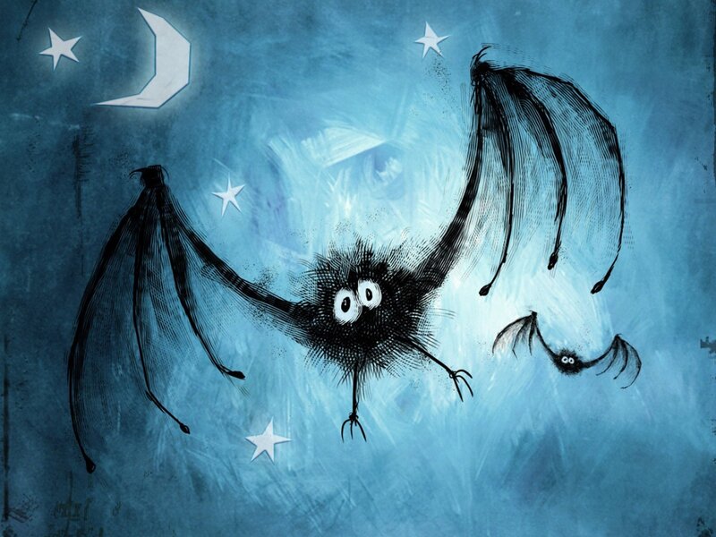 Bats flying at night