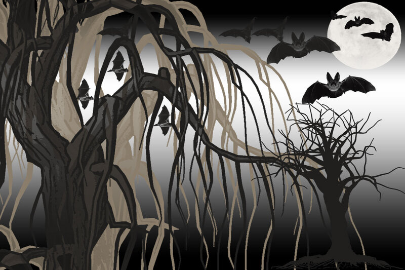 Bats Flying at Night — Black