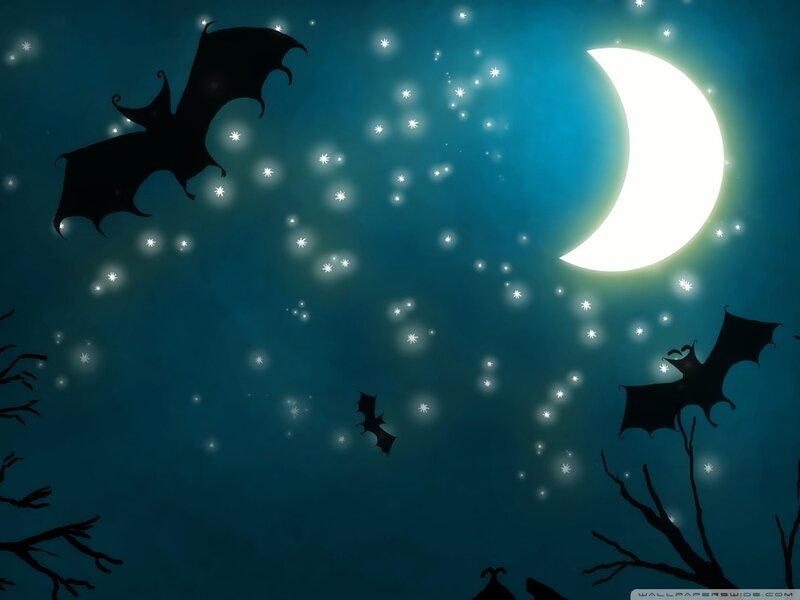 Bats Flying at Night — Blue