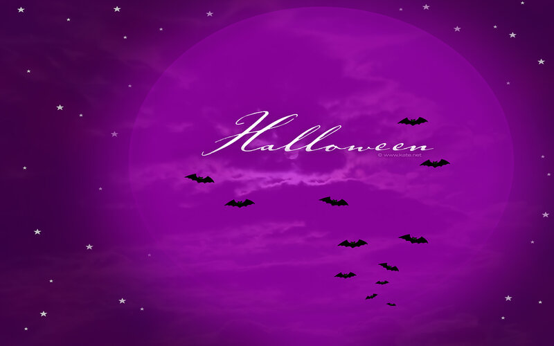 Bats Flying at Night — Purple, Spooky