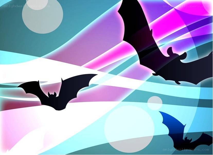 Bats flying in colorful night