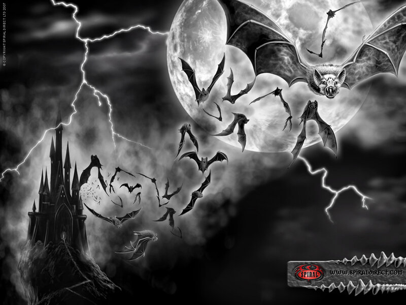 Bats Flying over Castle