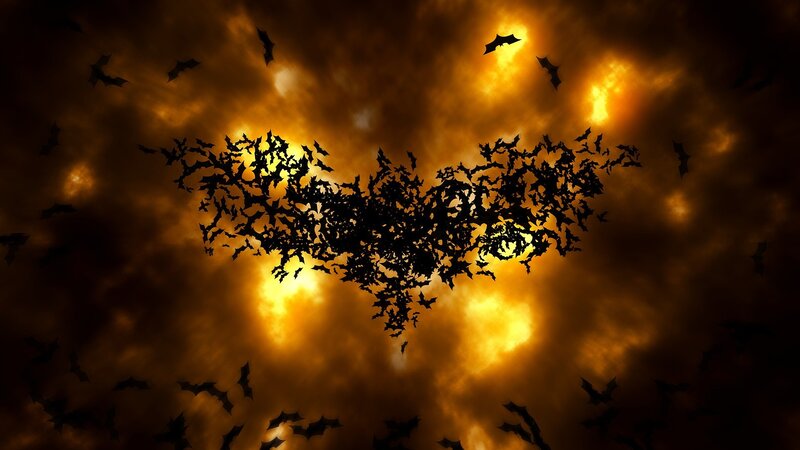 Bats Forming Bat Symbol — Black, Dramatic, Night