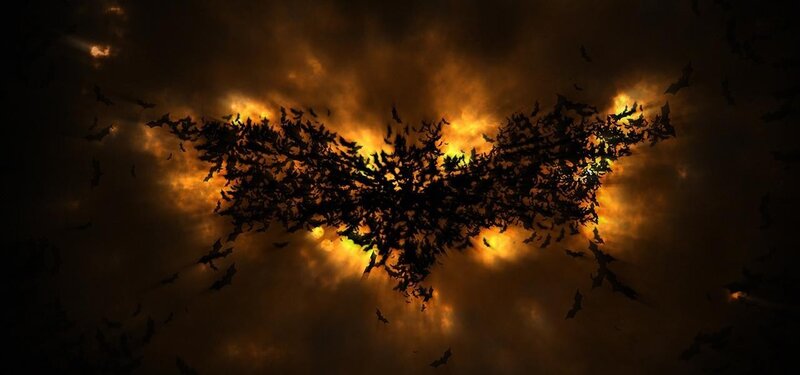 Bats Forming Bat Symbol — Black, Dramatic