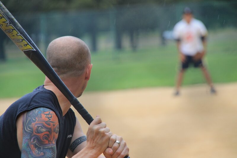 Batter Holding Bat