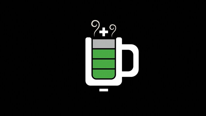 Battery Mug Icon — Black, Minimalist
