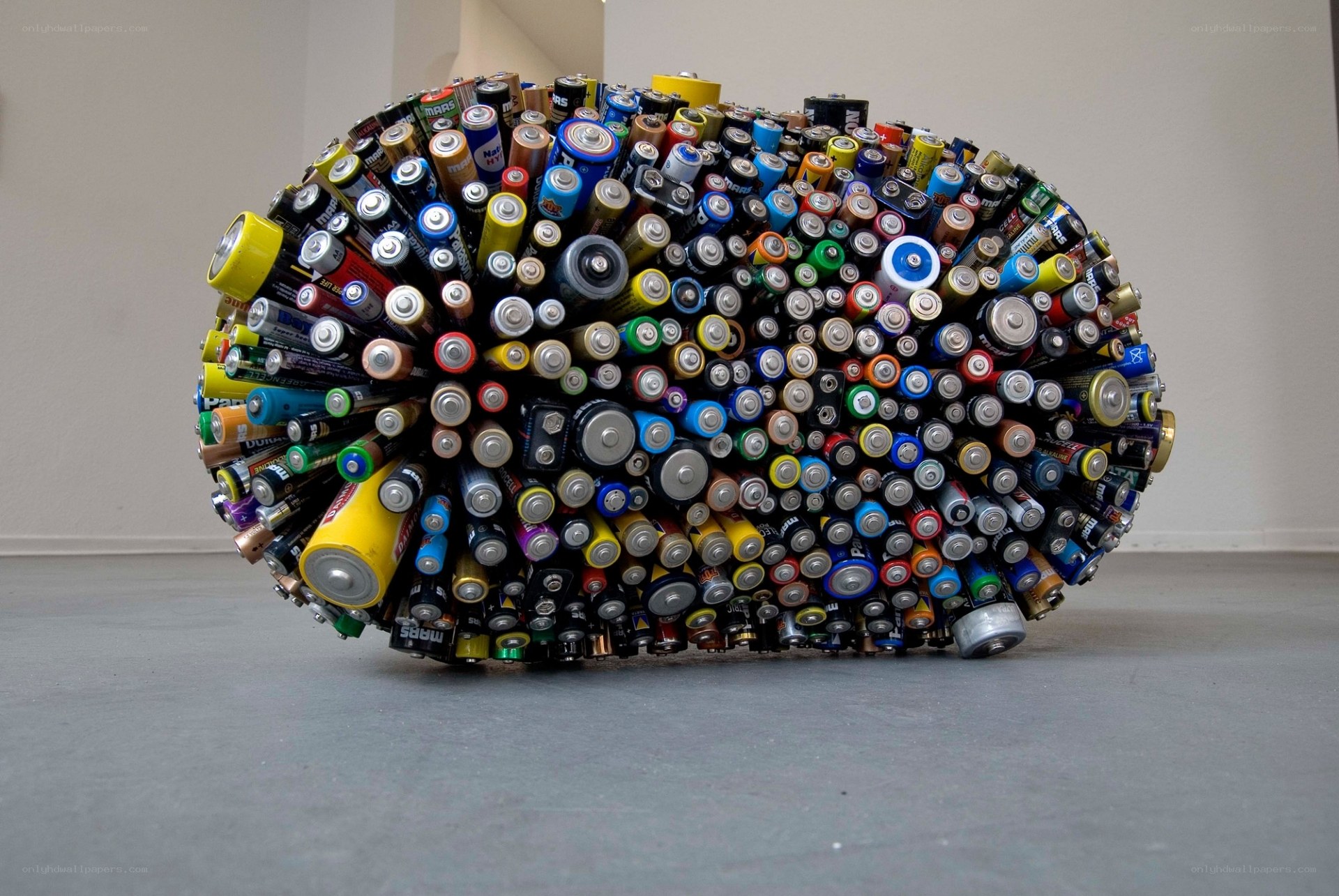 Battery sculpture art installation