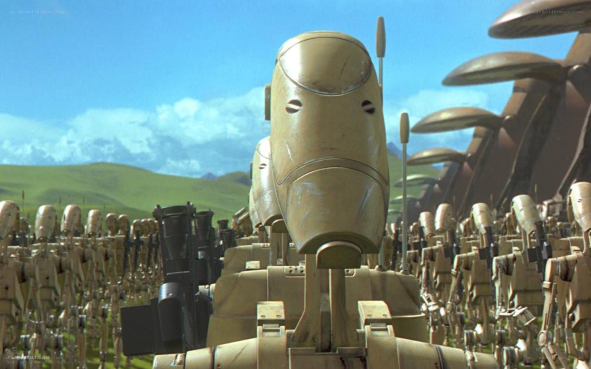 Battle droids on a field