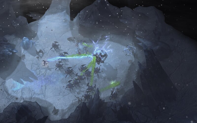 battle in a snowy cave
