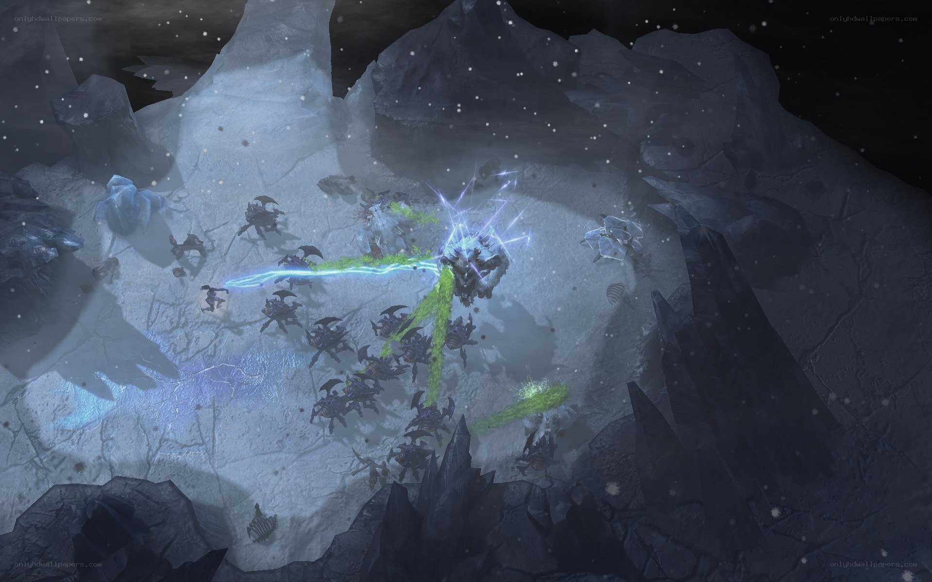 battle in a snowy cave