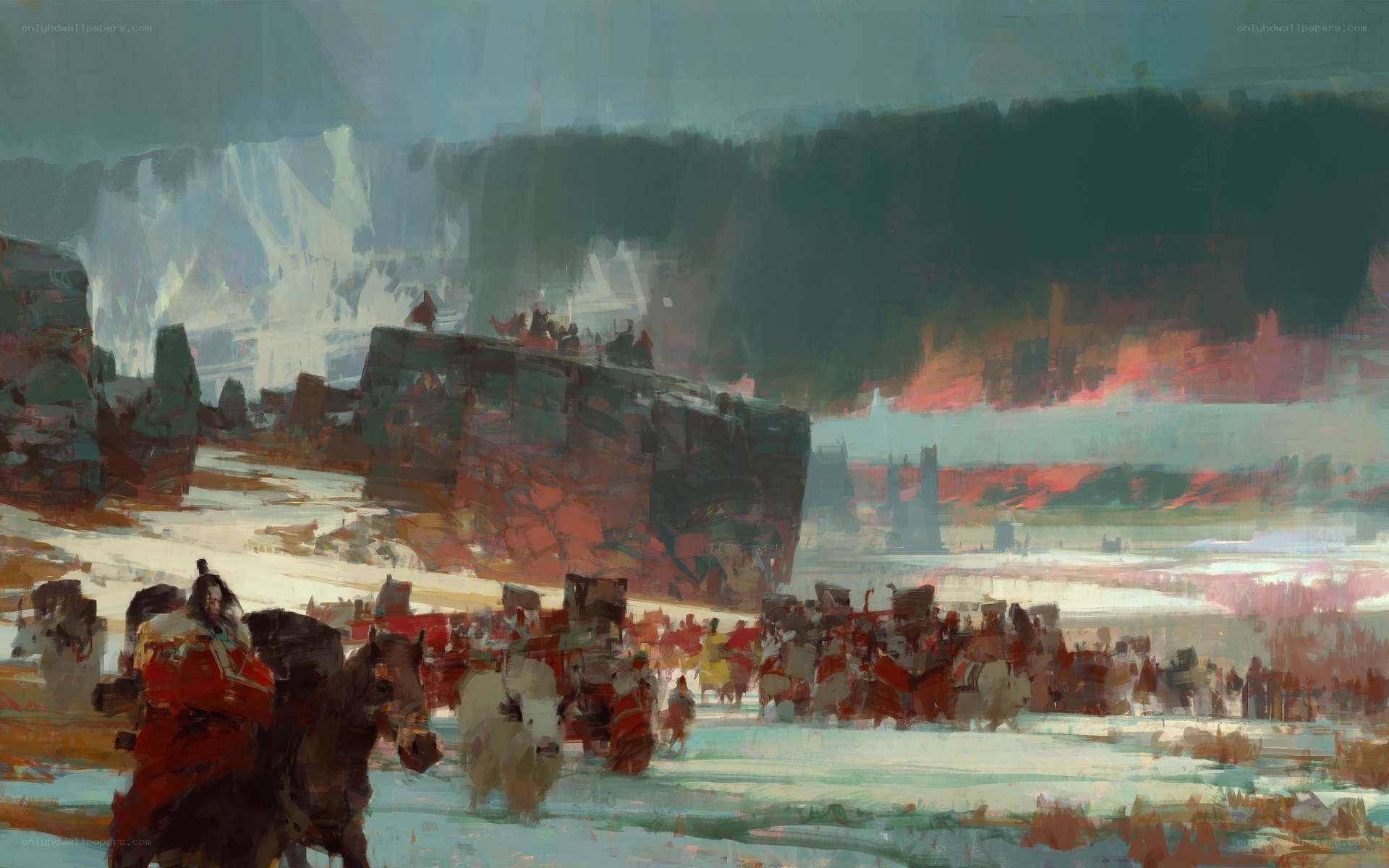 Battle in a snowy landscape