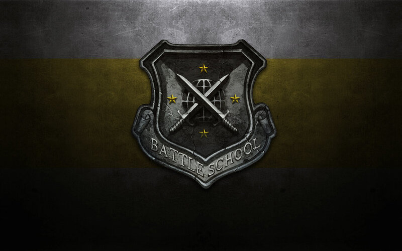 Battle School emblem on grungy background