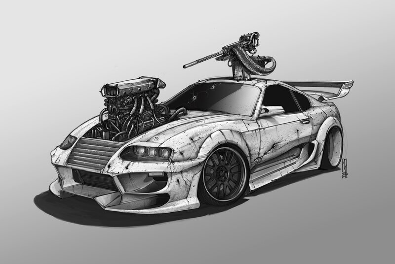 Battle-worn Sports Car