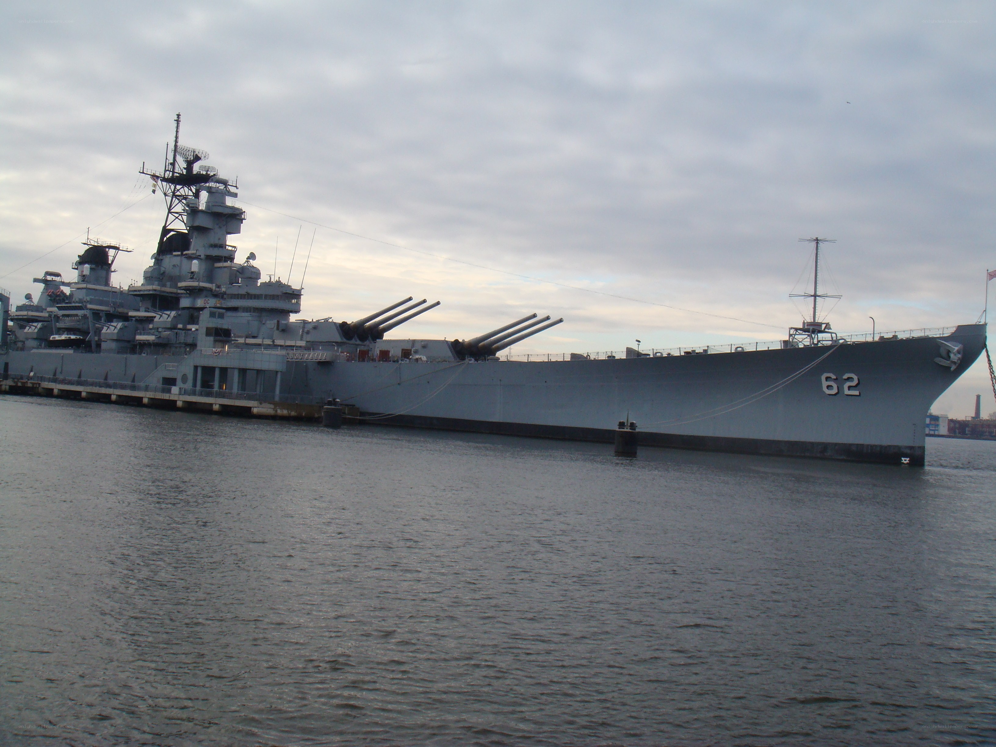 battleship at dock