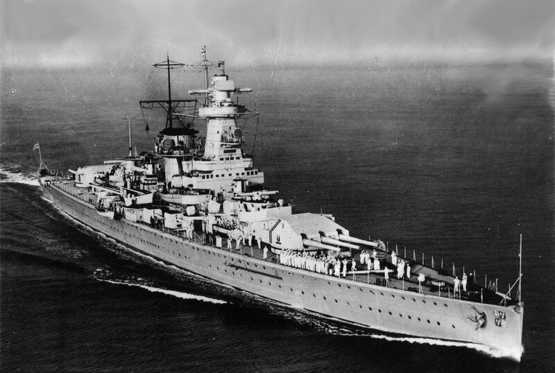 Battleship at Sea — Black, Dramatic, Photograph