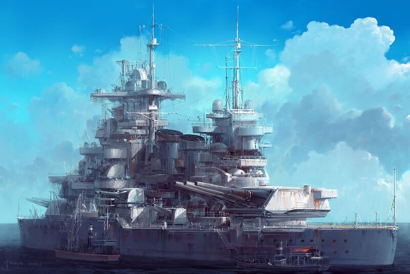 Battleship at Sea — Blue, Serene