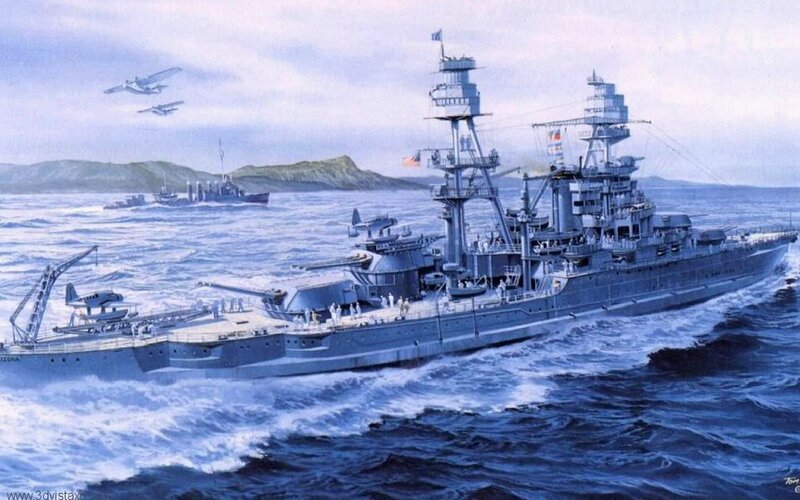 Battleship at Sea — Blue