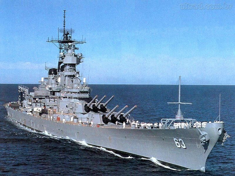 Battleship at Sea — Gray, Calm