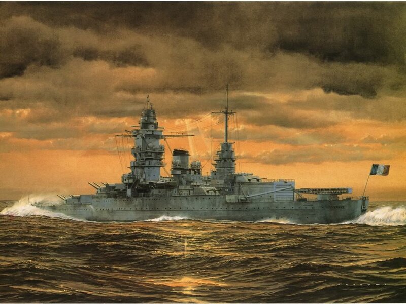 Battleship at Sea — Gray, Dramatic, Sunset