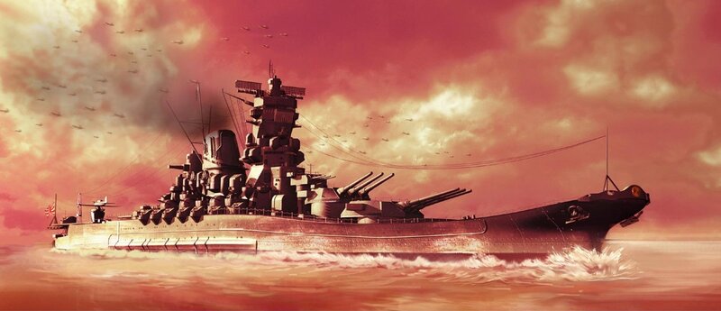 Battleship at Sea — Red