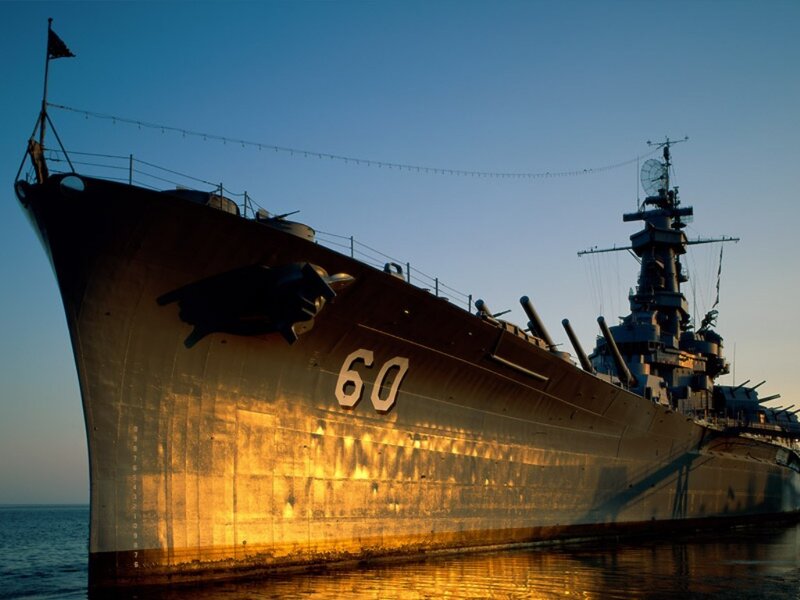 Battleship at Sunset — Blue, Dramatic