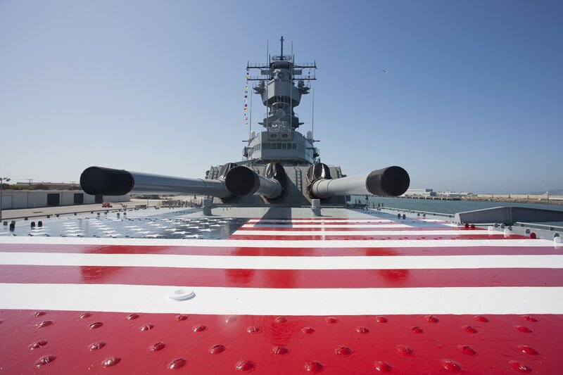 Battleship deck with American flag