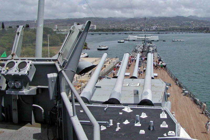 Battleship deck with cannons