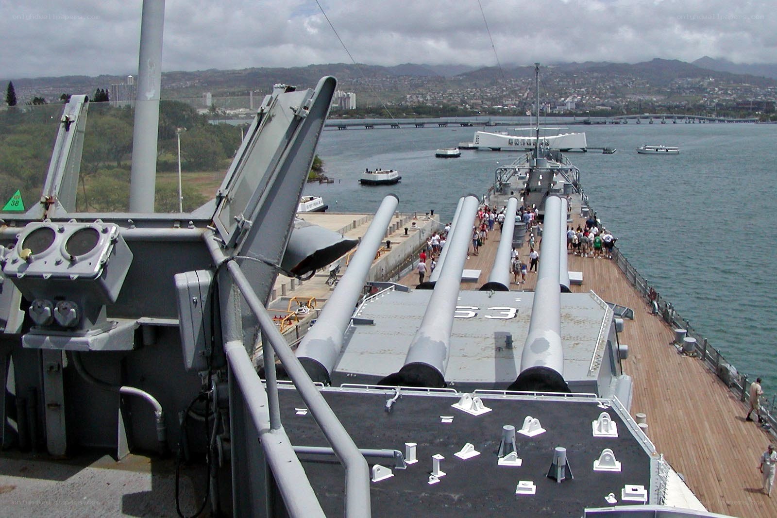 Battleship deck with cannons