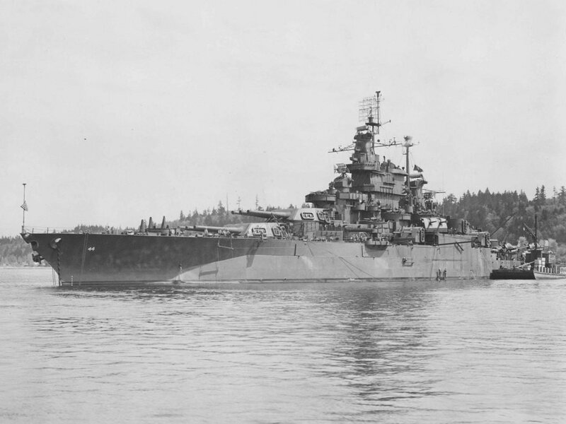Battleship in Harbor — Black, Calm