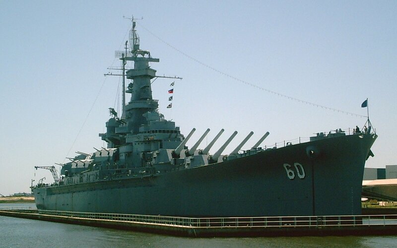 Battleship in Harbor — Gray, Calm