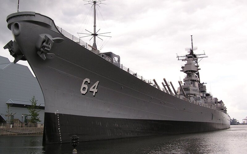 Battleship in Harbor — Gray, Dramatic, Photograph, Ship, Water