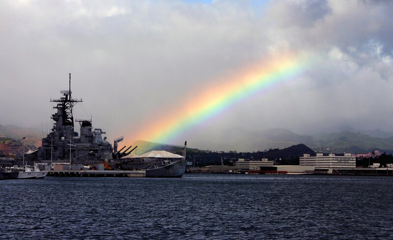 Battleship in Harbor — Gray, Serene