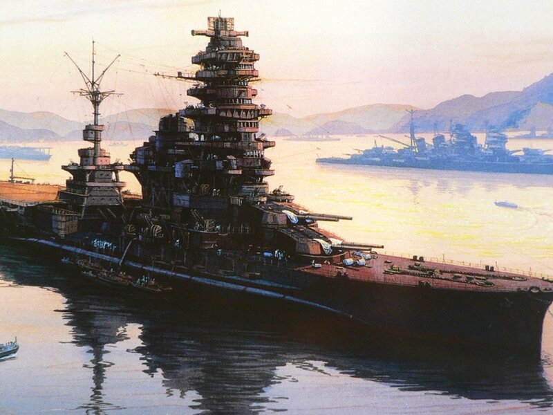Battleship in Harbor — Yellow