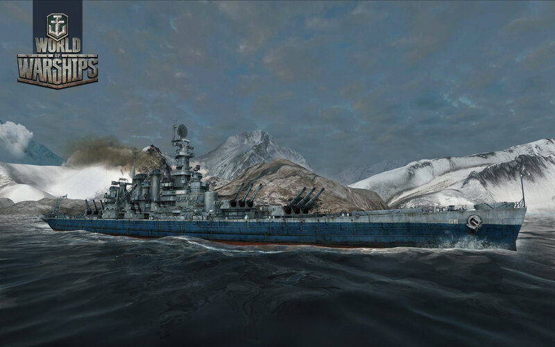 Battleship in Icy Waters — Blue, Dramatic