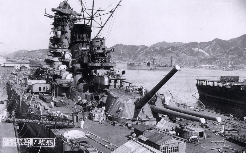Battleship in port