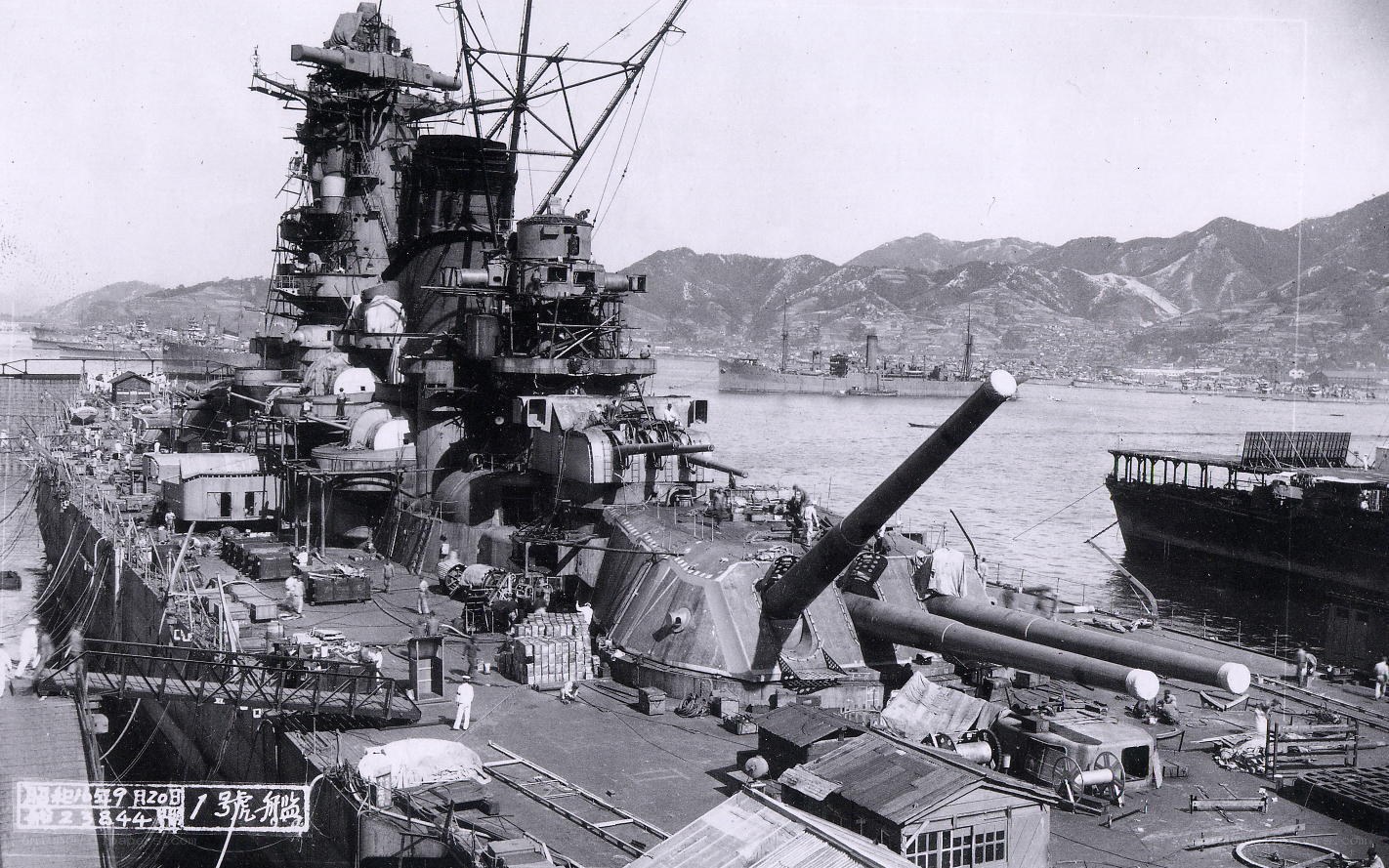 Battleship in port
